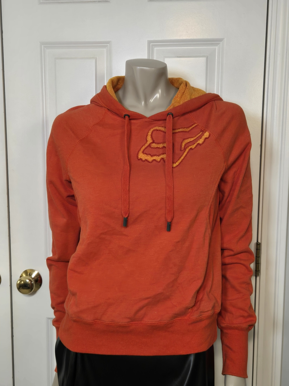 Fox Women's Red-Orange Pullover Hoodie with Orange Lining